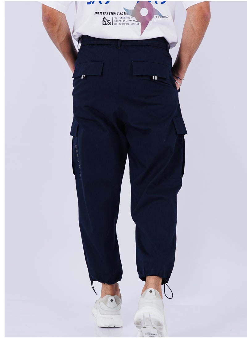 JACK & JONES - Men's Multi Pockets Drawstring Cargo Jogger Pant in Midnight - Image 1