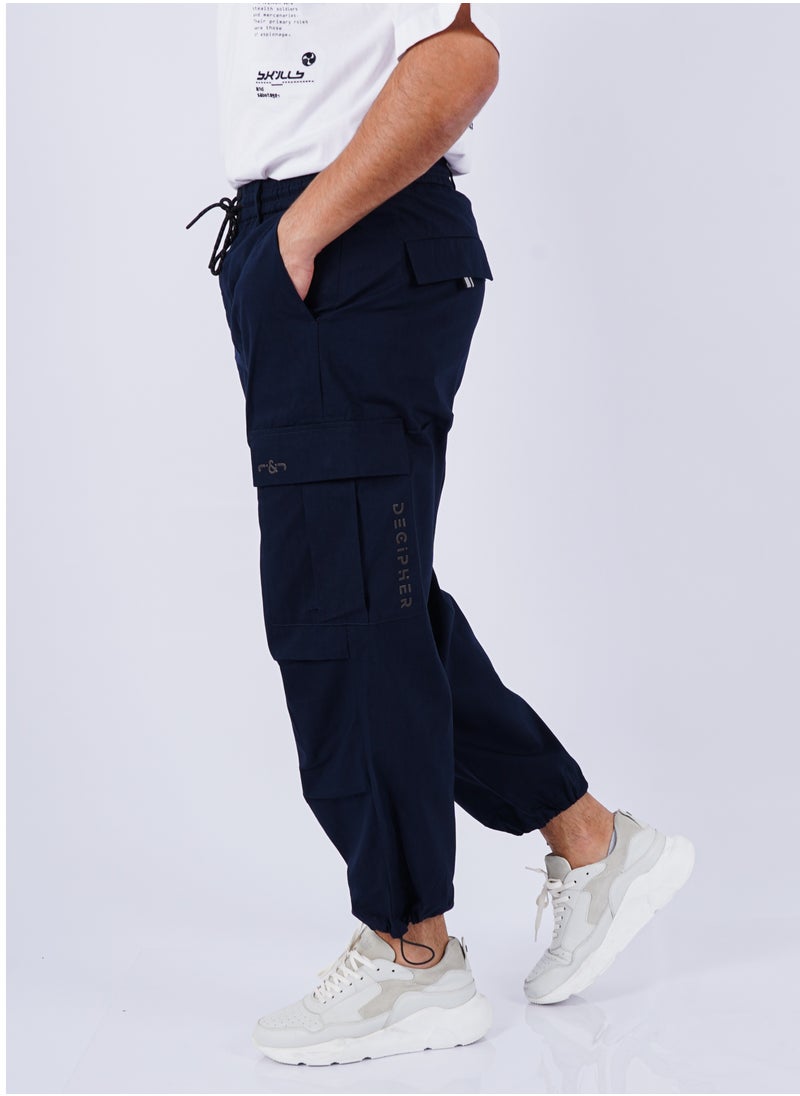 JACK & JONES - Men's Multi Pockets Drawstring Cargo Jogger Pant in Midnight - Image 1