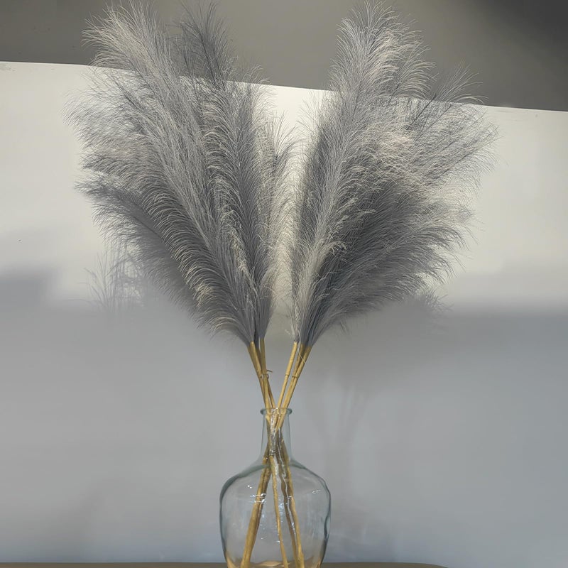 Wttisel Wttisel 38 10 Stems Faux Pampas Grass Tall  Grey Tall Pampas Grass Decor Pompas Floral Arrangement and Vase Filler for Boho Home Wedding Mothers Day Decoration 