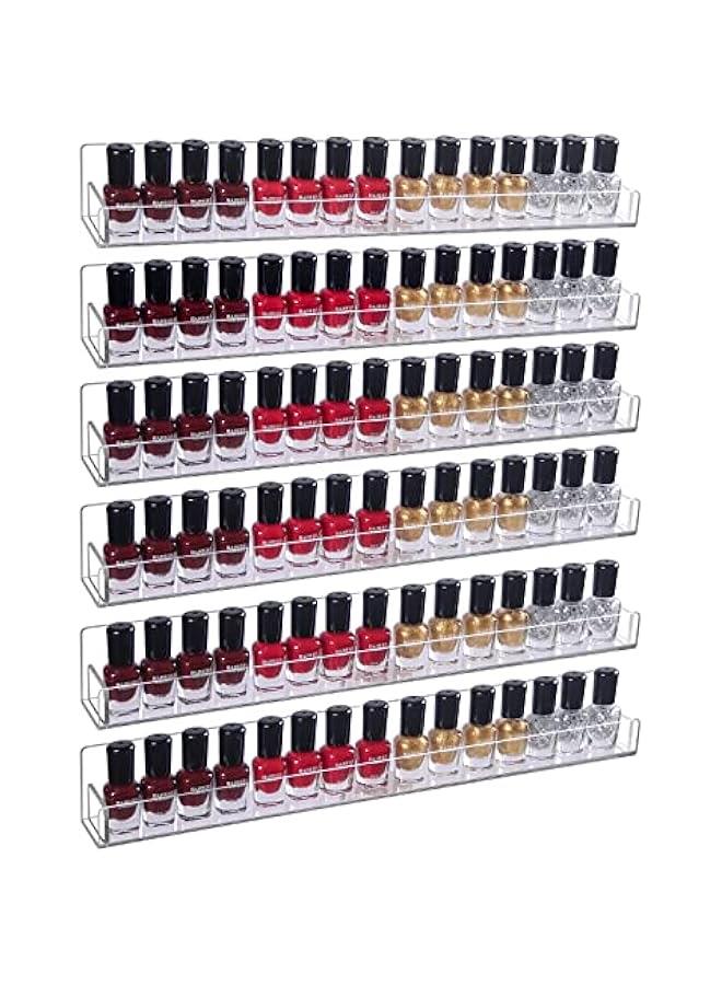 Arabest 6Pcs/Set Acrylic Nail Polish Rack Wall Mounted,Lipstick Essential Oil Bottle Holder Organizer,Nail Paint Display Stand Shelf for Storage  - Image 1