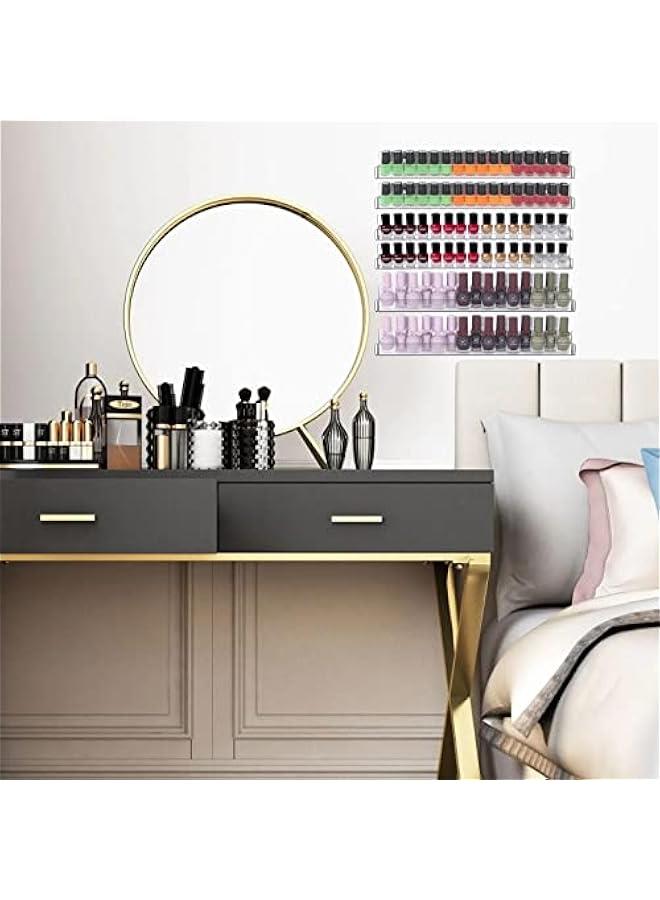 Arabest 6Pcs/Set Acrylic Nail Polish Rack Wall Mounted,Lipstick Essential Oil Bottle Holder Organizer,Nail Paint Display Stand Shelf for Storage  - Image 2