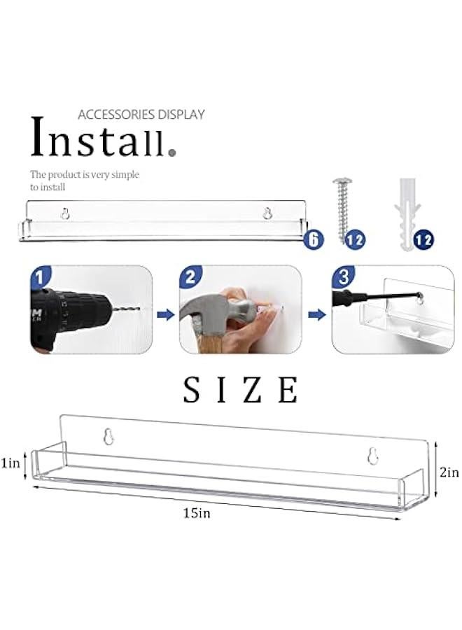 Arabest 6Pcs/Set Acrylic Nail Polish Rack Wall Mounted,Lipstick Essential Oil Bottle Holder Organizer,Nail Paint Display Stand Shelf for Storage  - Image 3