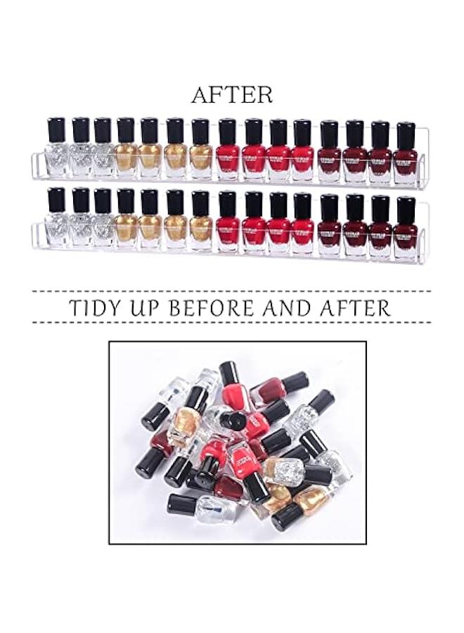 Arabest 6Pcs/Set Acrylic Nail Polish Rack Wall Mounted,Lipstick Essential Oil Bottle Holder Organizer,Nail Paint Display Stand Shelf for Storage  - Image 4