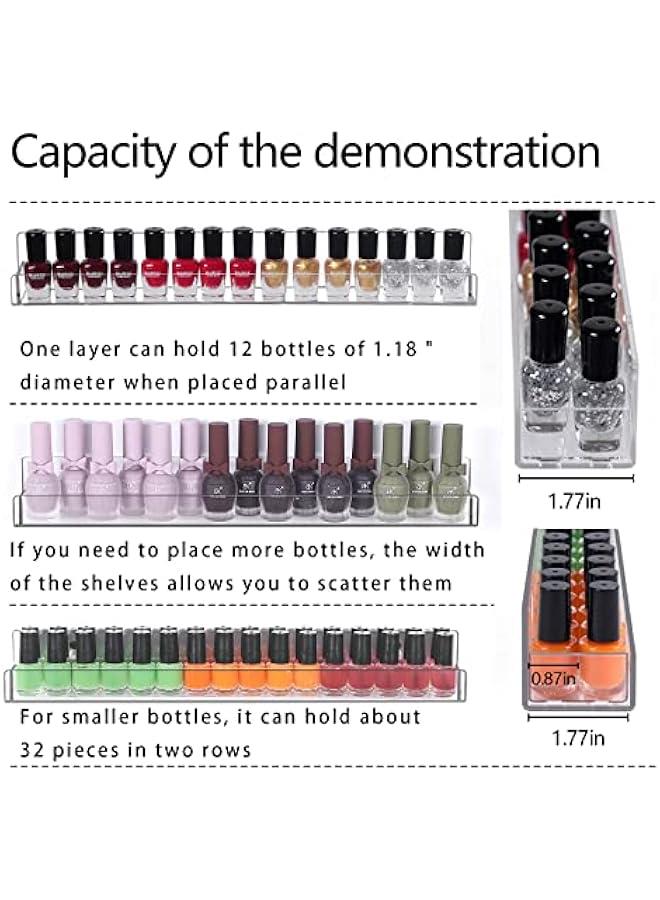 Arabest 6Pcs/Set Acrylic Nail Polish Rack Wall Mounted,Lipstick Essential Oil Bottle Holder Organizer,Nail Paint Display Stand Shelf for Storage  - Image 5
