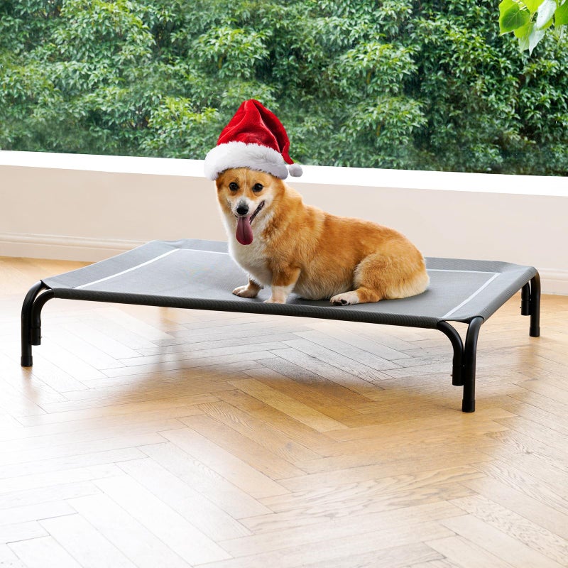 DOPEDIO Elevated Dog Bed Raised Outdoor Dog Cot for Medium Dogs Installation Requires No Tools Frame with Washable Cooling Breathable Mesh AntiSlip Feet Indoor Pet Bed Grey 354 Inches - Image 2