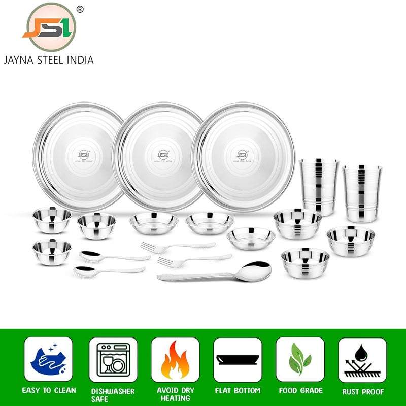 JSI Stainless Steel Dinner Set for Home Kitchen Set of 50Pieces Durable Food Safe Steel Bartan SetBhojan ThaliKitchen Set Dishwasher Safe Rust Free Stain Resistance - Image 3