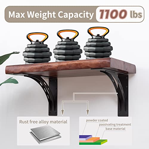 Firmetal Heavy Duty Shelf Brackets (Set of 2) - 16" x 12" Max Load 1100 Lbs - Premium Alloy Metal Mantel Brackets - Image 3