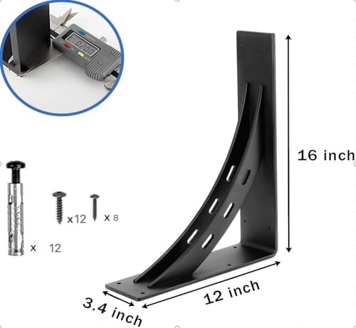 Firmetal Heavy Duty Shelf Brackets (Set of 2) - 16" x 12" Max Load 1100 Lbs - Premium Alloy Metal Mantel Brackets - Image 2