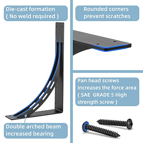 Firmetal Heavy Duty Shelf Brackets (Set of 2) - 16" x 12" Max Load 1100 Lbs - Premium Alloy Metal Mantel Brackets - Image 4