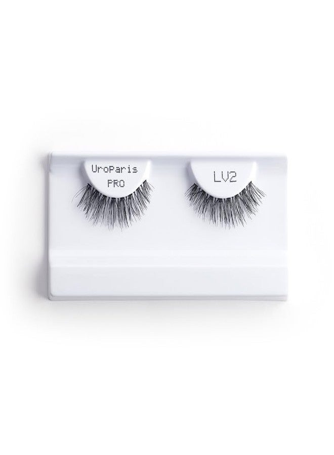 Uroparis PRO LV2 Eyelashes for Women - 3D Look Eye Lashes | Handmade, Light Voluminous False Lashes with Premium Virgin Hair | Invisible Band | For Glam Look & Enhance Beauty (Black) - 1 Pair - Image 2