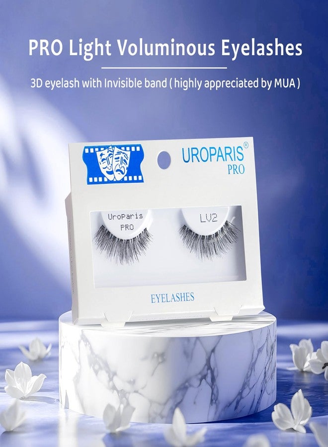 Uroparis PRO LV2 Eyelashes for Women - 3D Look Eye Lashes | Handmade, Light Voluminous False Lashes with Premium Virgin Hair | Invisible Band | For Glam Look & Enhance Beauty (Black) - 1 Pair - Image 4