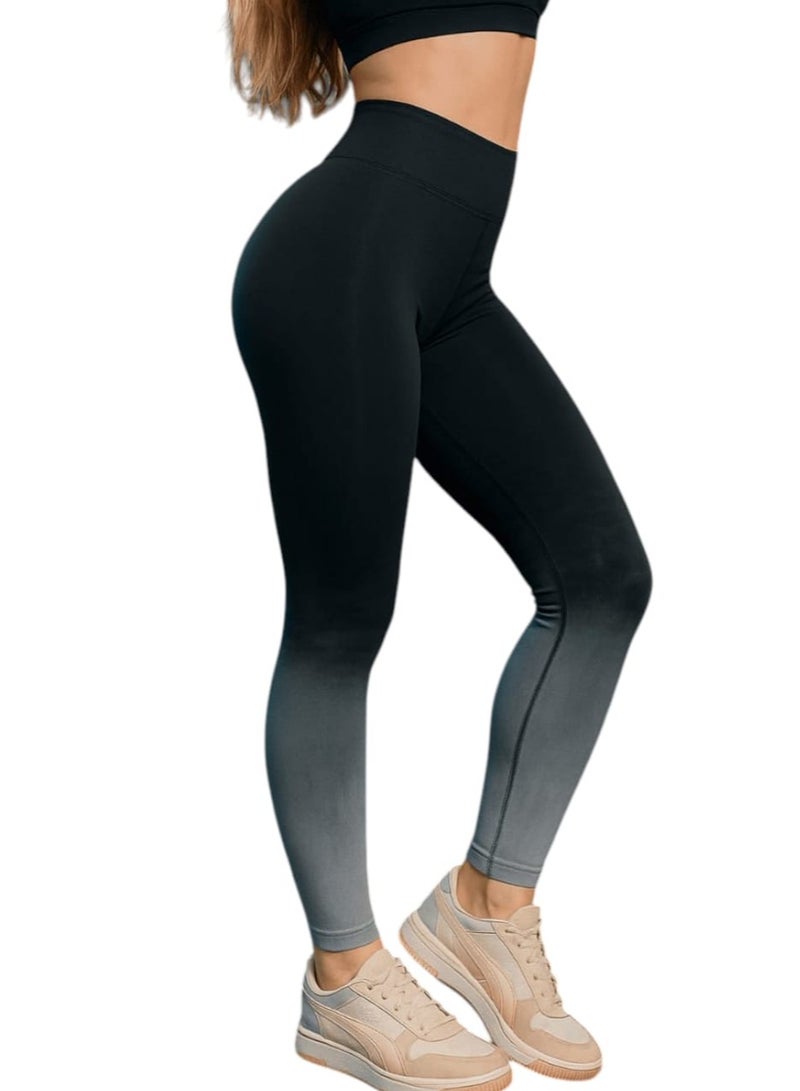 Soft Steps Women Yoga Leggings – High Waist Black Grey Size L - Image 1