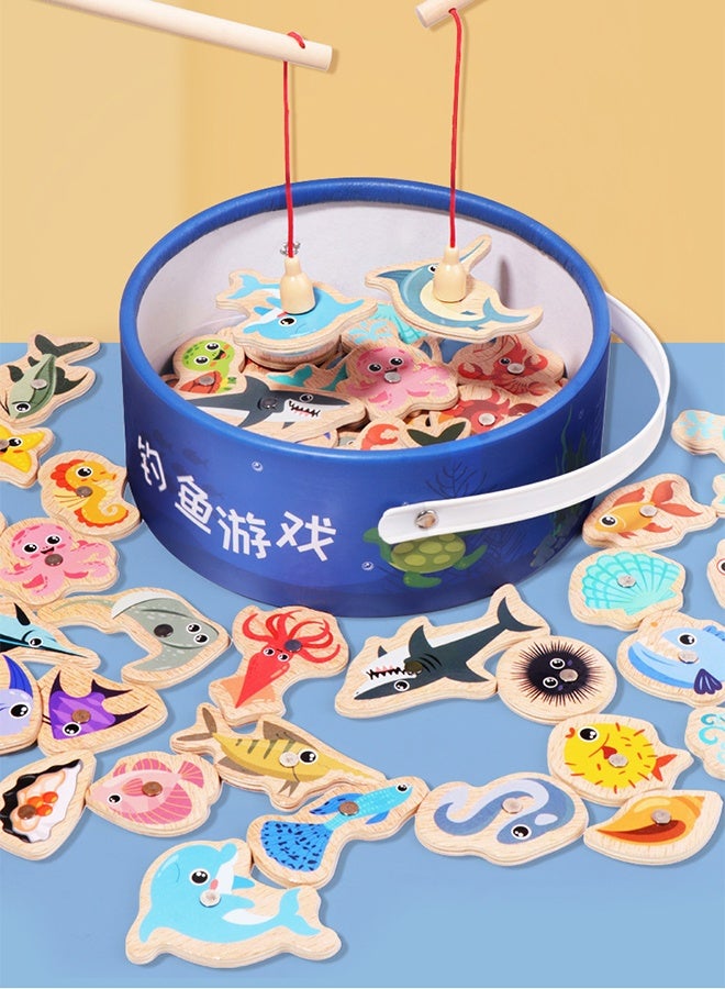 54 قطعة لعبة الصيد لعبة لعبة صيد مغناطيسية خشبية للأطفال تعلم اللون فرز اللغز مونتيسوري في مرحلة ما قبل المدرسة المهارات الحركية الدقيقة لمدة 3 4 5 سنوات بويز الفتيات البالغين - Image 2