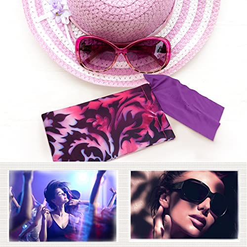 MyEyeglassCase Soft Sunglasses Case Squeeze Top | Large Eyeglass Holder Pouch with Cleaning Cloth in Purple Paisley for Glasses, Passport, or Small Electronics (CT8 Purple Damask) - Image 4