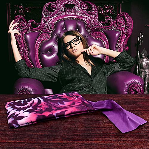MyEyeglassCase Soft Sunglasses Case Squeeze Top | Large Eyeglass Holder Pouch with Cleaning Cloth in Purple Paisley for Glasses, Passport, or Small Electronics (CT8 Purple Damask) - Image 2