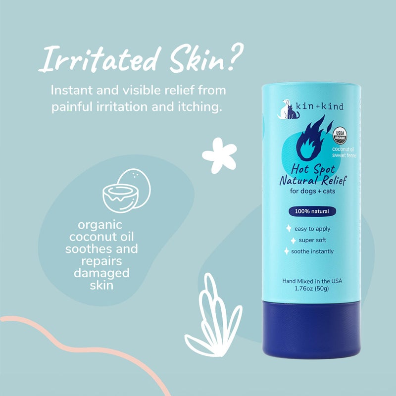 kin+kind Hot Spot Treatment for Dogs & Cats- Itch Relief, Skin Soothing and Healing Balm - Coconut Oil, Beeswax, Sweet Fennel Oil - All Natural - Made in USA - Image 2
