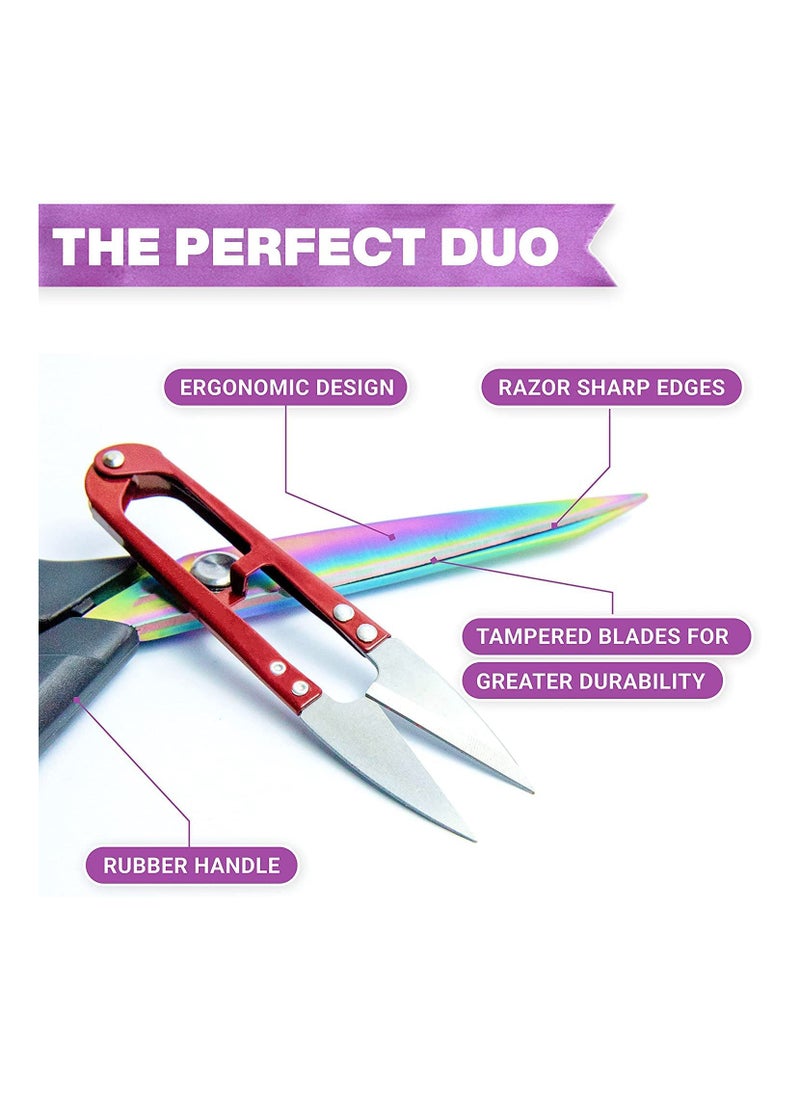 SYOSI - Fabric Scissors Red/Black, 9.5 Inch – Heavy-Duty Titanium Coated Stainless Steel Dressmaking Scissors with Soft Grip - Extra Sharp Sewing Scissors for Fabric Cutting – Including Thread Cutter - Image 1