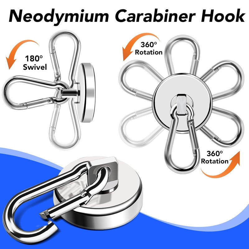 LOVIMAG Strong Magnetic Hooks 70LBS Heavy Duty Magnet Hooks Strong Neodymium Magnets with Carabiner Hook Hook Magnets with Swivel for Hanging Cruise Grill Kitchen Refrigerator 12 Pack - Image 5