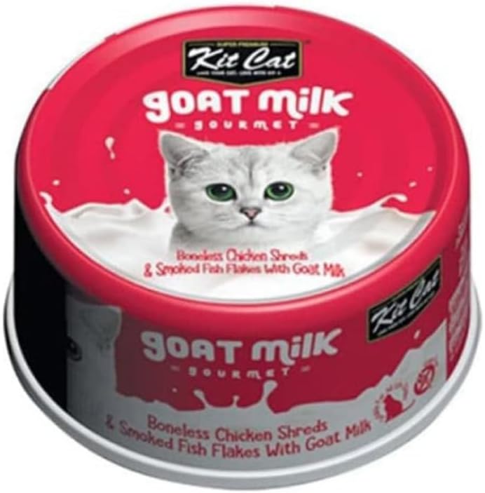 Kit Cat طعام رطب للقطط بالدجاج والسمك المدخن مع حليب الماعز 70 جرام