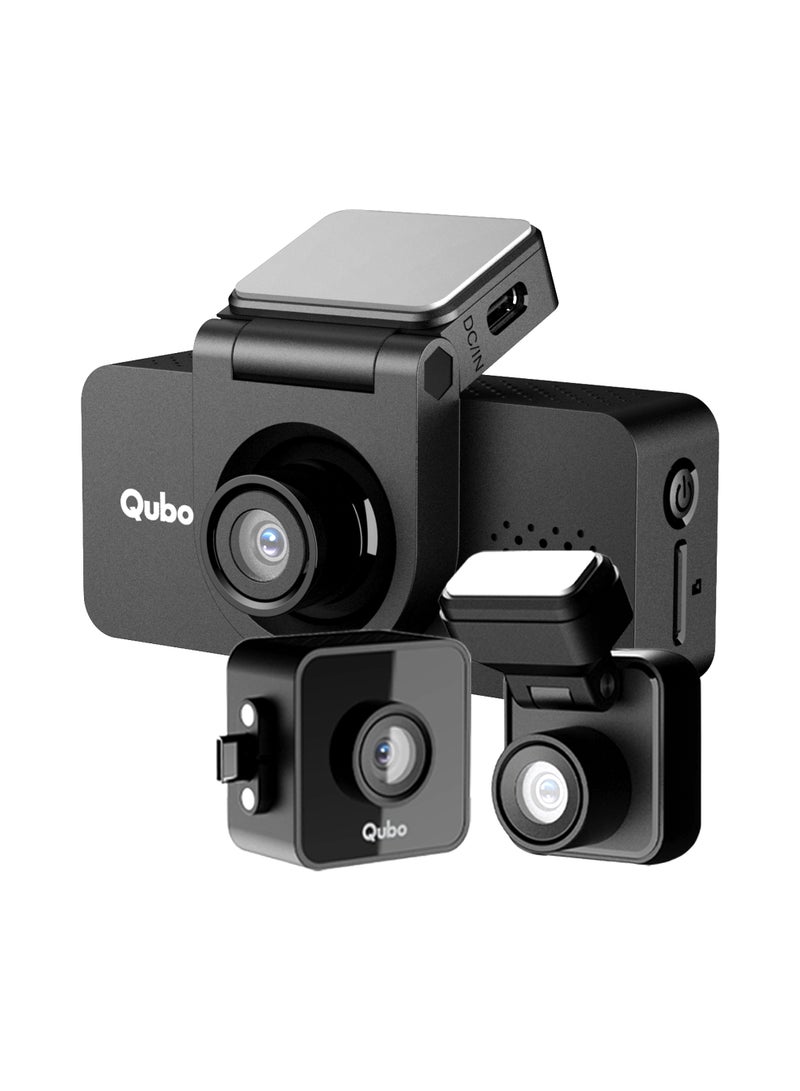 Qubo 3-Channel Dashcam Trio by Hero Group (Front+Rear+Cabin Camera) [New Launch] | 2K QHD | Built-in Wi-Fi & GPS |140° FOV | IR Night Vision | App Control | Supports up to 1TB SD Card - Image 1