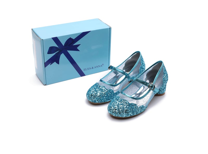 ELSA & ANNA Girls Princess Shoes 3cm Heels Snow Queen Shoes Elsa Fancy Dress Shoes for Parties and Birthdays High Heels for Kids SH2205, blue, 29 EU - Image 2