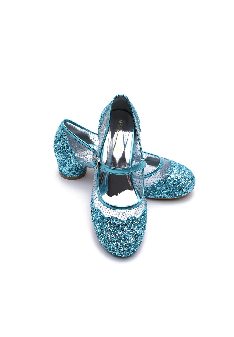 ELSA & ANNA Girls Princess Shoes 3cm Heels Snow Queen Shoes Elsa Fancy Dress Shoes for Parties and Birthdays High Heels for Kids SH2205, blue, 29 EU - Image 1