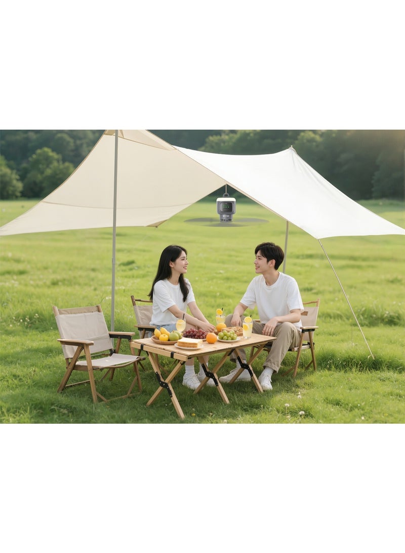 porodo Rechargeable Portable Ceiling Fan with Built-in LED Light, 3 Adjustable Modes /Rechargeable Fan for Camping - Grey - Image 5