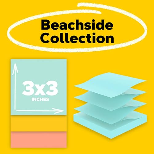 Post It Post-it Pop-up Notes 3x3 in 6 Pads America's #1 Favorite Sticky Notes Beachside Café Collection Pastel Colors Recyclable (R330-AP) - Image 3