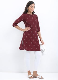 Ketch Floral Print 3/4 Sleeves Longline Tunic by Styli  - Image 1
