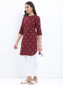 Ketch Floral Print 3/4 Sleeves Longline Tunic by Styli  - Image 5