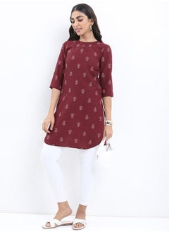 Ketch Floral Print 3/4 Sleeves Longline Tunic by Styli  - Image 2
