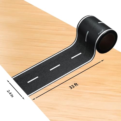 Piokio 33' x 2.4" Black Road Track Tape, Car Tracks are Great for Kids Birthday Party, Racing Party Decoration (1 Rolls) - Image 2