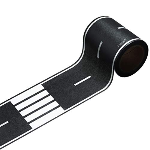 Piokio 33' x 2.4" Black Road Track Tape, Car Tracks are Great for Kids Birthday Party, Racing Party Decoration (1 Rolls) - Image 1
