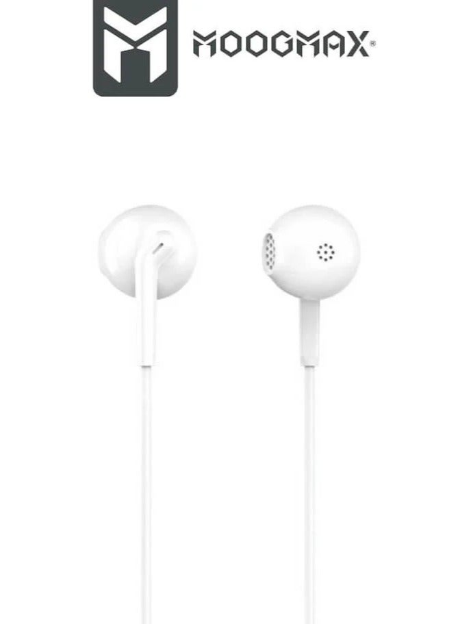 موجماكس سماعة اذن مسمار سلك بصوت قوي وواضح وبميكرفون مدمج عالي الوضوح اثناء المكالمات، سماعه اذنين اصلية متوافقة مع اغلب الاهجزة التي تدعم منفذ ال Aux. باللون الأبيض - Image 3