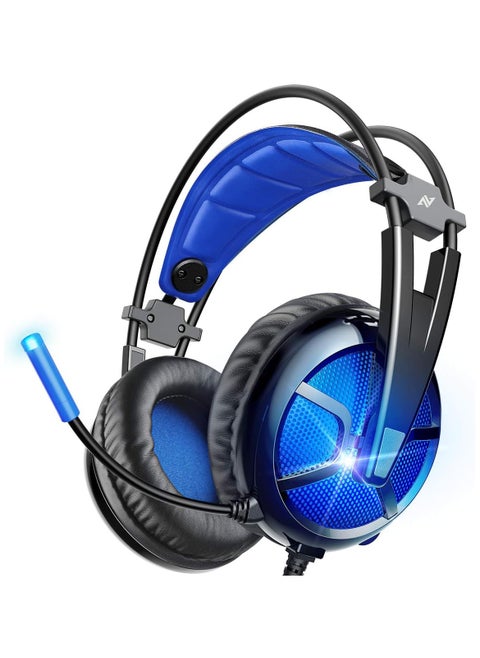 ABKONCORE B58ABKONCORE B581 USB Gaming Headset with 7.1 Surround Sound, PC Headset with Noise Cancelling Microphone, LED Light Headphones for PC, Laptop