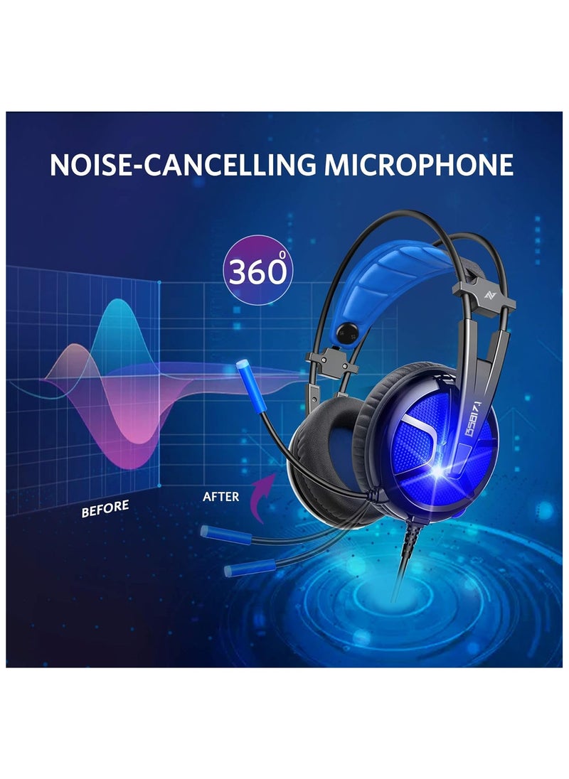 ABKONCORE - ABKONCORE B58ABKONCORE B581 USB Gaming Headset with 7.1 Surround Sound, PC Headset with Noise Cancelling Microphone, LED Light Headphones for PC, Laptop - Image 1