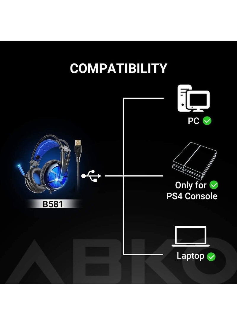 ABKONCORE - ABKONCORE B58ABKONCORE B581 USB Gaming Headset with 7.1 Surround Sound, PC Headset with Noise Cancelling Microphone, LED Light Headphones for PC, Laptop - Image 1