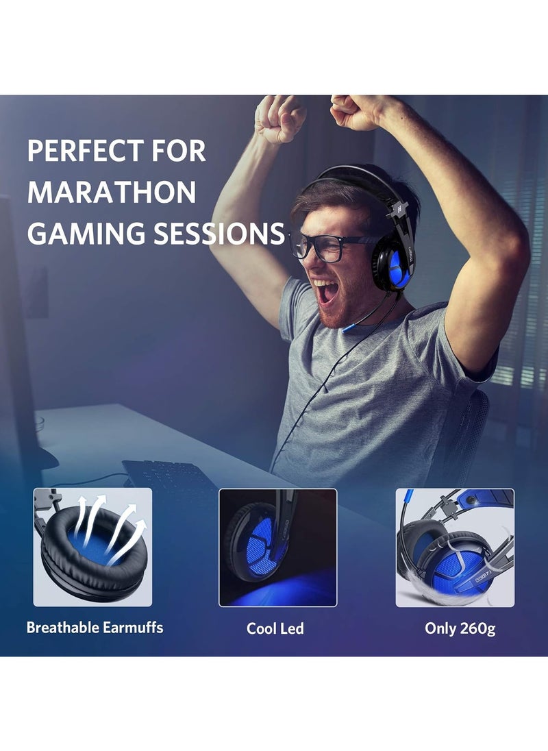 ABKONCORE - ABKONCORE B58ABKONCORE B581 USB Gaming Headset with 7.1 Surround Sound, PC Headset with Noise Cancelling Microphone, LED Light Headphones for PC, Laptop - Image 1