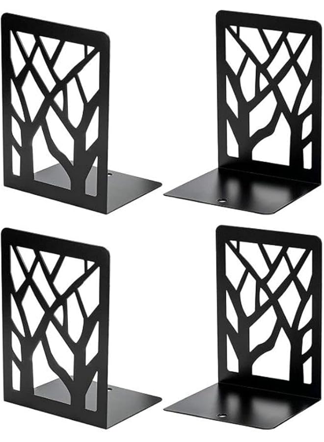 The Bros Book Ends, Bookends, Book Ends for Shelves, Bookends for Shelves, Bookend, Book Ends for Heavy Books, Book Shelf Holder Home Decorative, Metal Bookends Black 2 Pair, Bookend Supports (Black) - Image 1