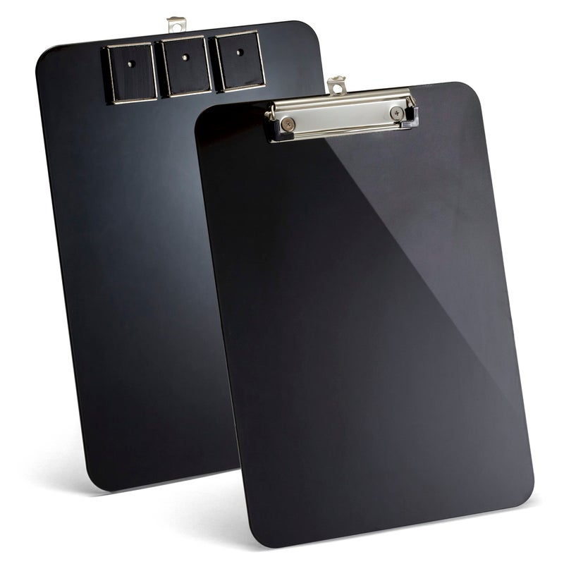 Officemate Magnetic Clipboard with Low Profile Clip Black Recycled Plastic 83215