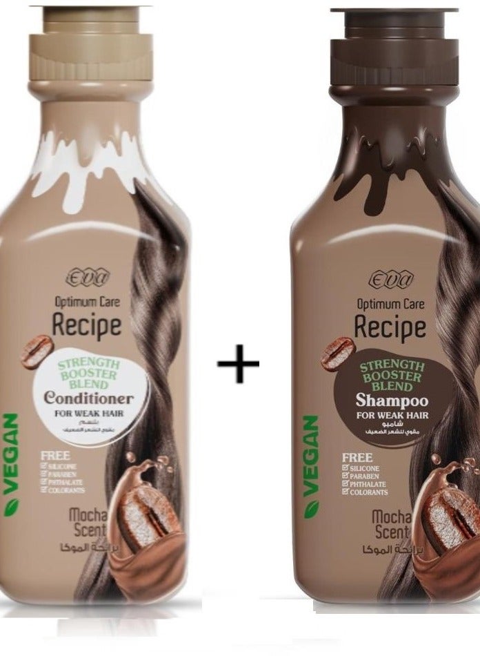 Eva Optimum Care Recipe Strength Booster Blend Shampoo + conditioner Mocha Scent 350 +350 