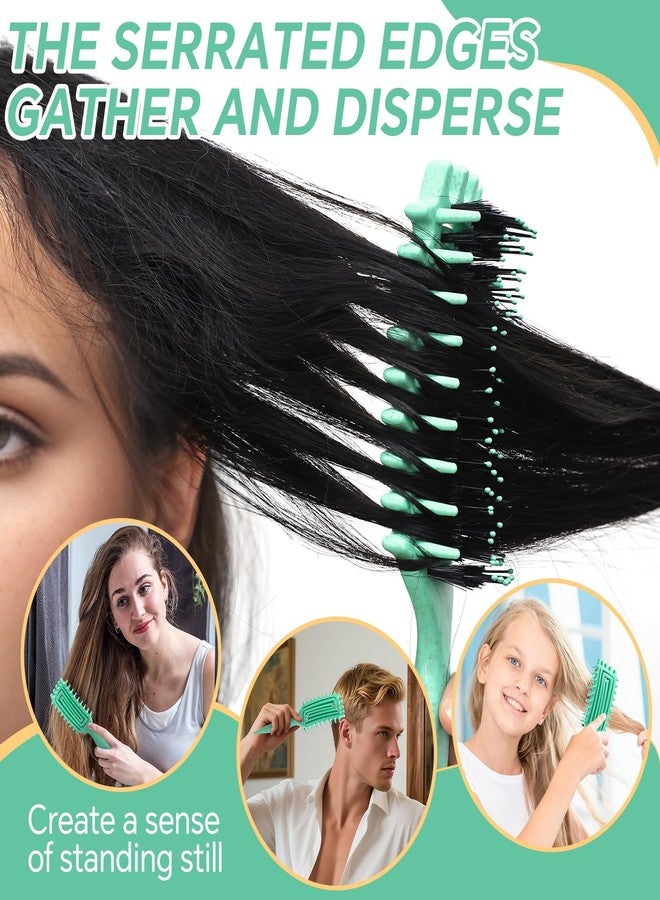 BARBERPLAN Curly Hair Defining Brush, With Side Gear Ergonomic Design for Curls, Waves, Volume on Wet Dry Suitable for All Hair Types, Men & Women (Green) - Image 4
