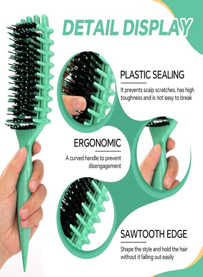 BARBERPLAN Curly Hair Defining Brush, With Side Gear Ergonomic Design for Curls, Waves, Volume on Wet Dry Suitable for All Hair Types, Men & Women (Green) - Image 3