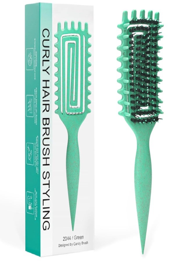 BARBERPLAN Curly Hair Defining Brush, With Side Gear Ergonomic Design for Curls, Waves, Volume on Wet Dry Suitable for All Hair Types, Men & Women (Green) - Image 1