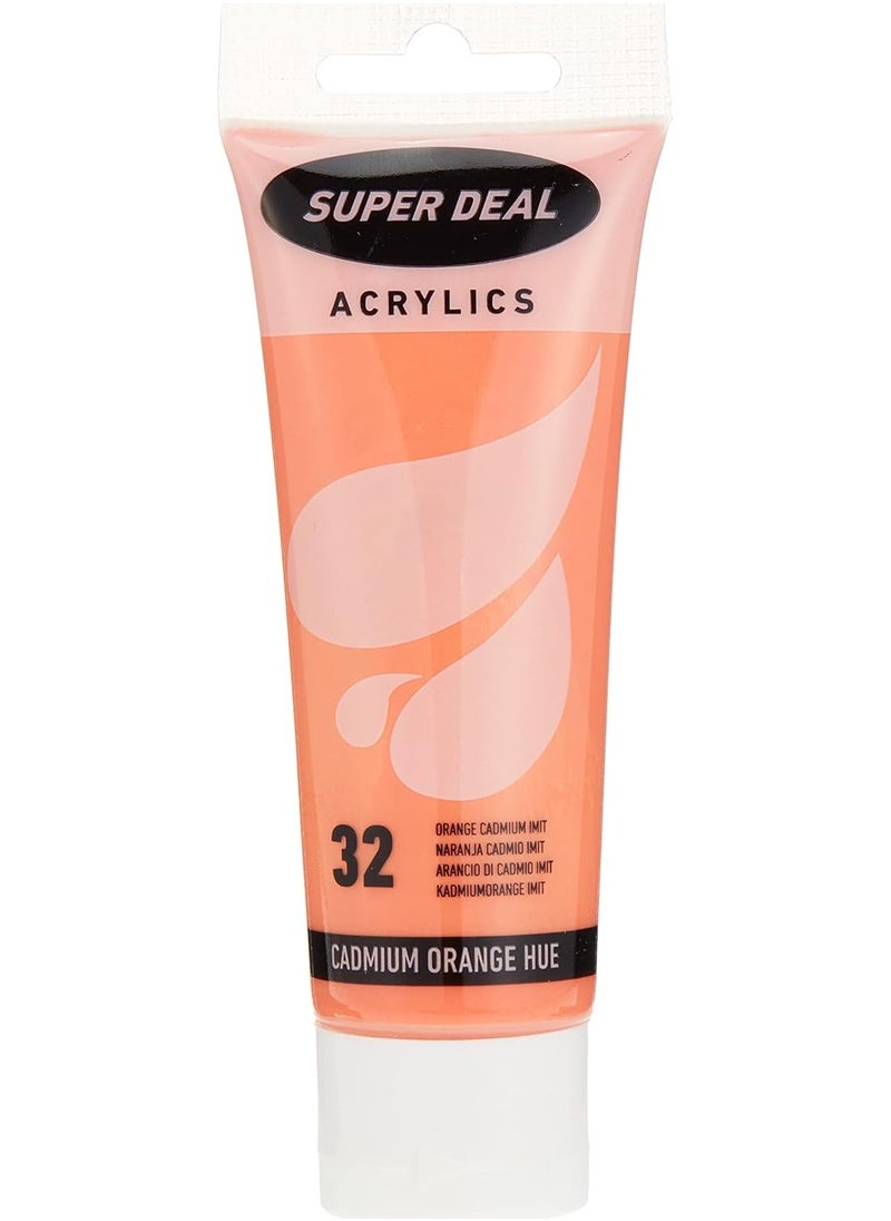 SUPER DEAL SUPER DEAL Acrylic Color Paint Tube 75ml Cadmium Orange Hue SD 4212-32 