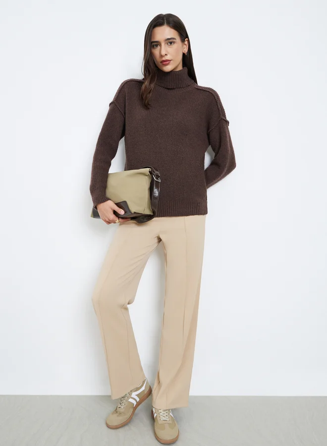 Styli Styli Coffee Brown Oversized Turtleneck Sweater