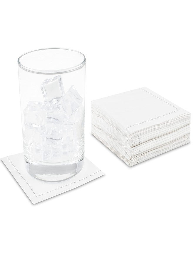 FIVE STAR NAPKINS مناديل كوكتيل فاخرة من فايف ستار، مطوية ربع طية، 30 منديل قطني فاخر للاستخدام مرة واحدة، مقاس 8 × 8 بوصة، مثالية لحفلات الكوكتيل المنزلية، وليالي الألعاب، والمشروبات، وأعياد الميلاد، وحفلات الزفاف، والعطلات، لون أبيض - Image 3