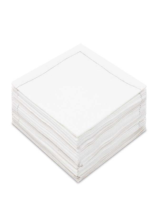 FIVE STAR NAPKINS مناديل كوكتيل فاخرة من فايف ستار، مطوية ربع طية، 30 منديل قطني فاخر للاستخدام مرة واحدة، مقاس 8 × 8 بوصة، مثالية لحفلات الكوكتيل المنزلية، وليالي الألعاب، والمشروبات، وأعياد الميلاد، وحفلات الزفاف، والعطلات، لون أبيض - Image 2