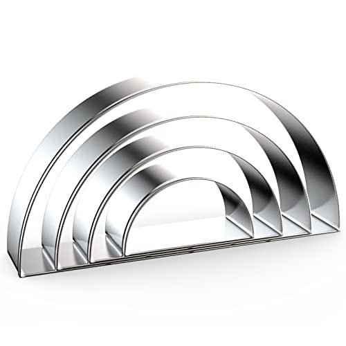 QAAQS Half Circle Semicircle Cookie Cutter Set Large - 5 Inch, 4 Inch, 3 Inch, 2 Inch - Watermelon Frame Plaque Cookie Cutters Shapes Molds - Stainless Steel - Image 1