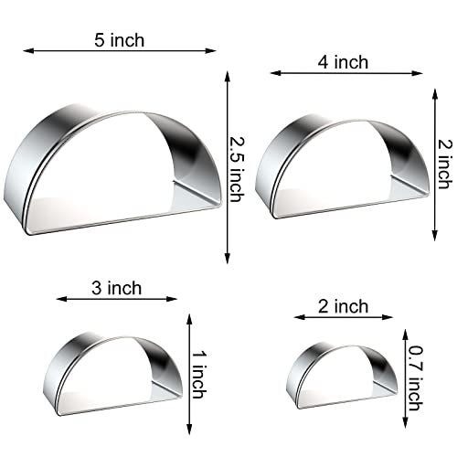 QAAQS Half Circle Semicircle Cookie Cutter Set Large - 5 Inch, 4 Inch, 3 Inch, 2 Inch - Watermelon Frame Plaque Cookie Cutters Shapes Molds - Stainless Steel - Image 2